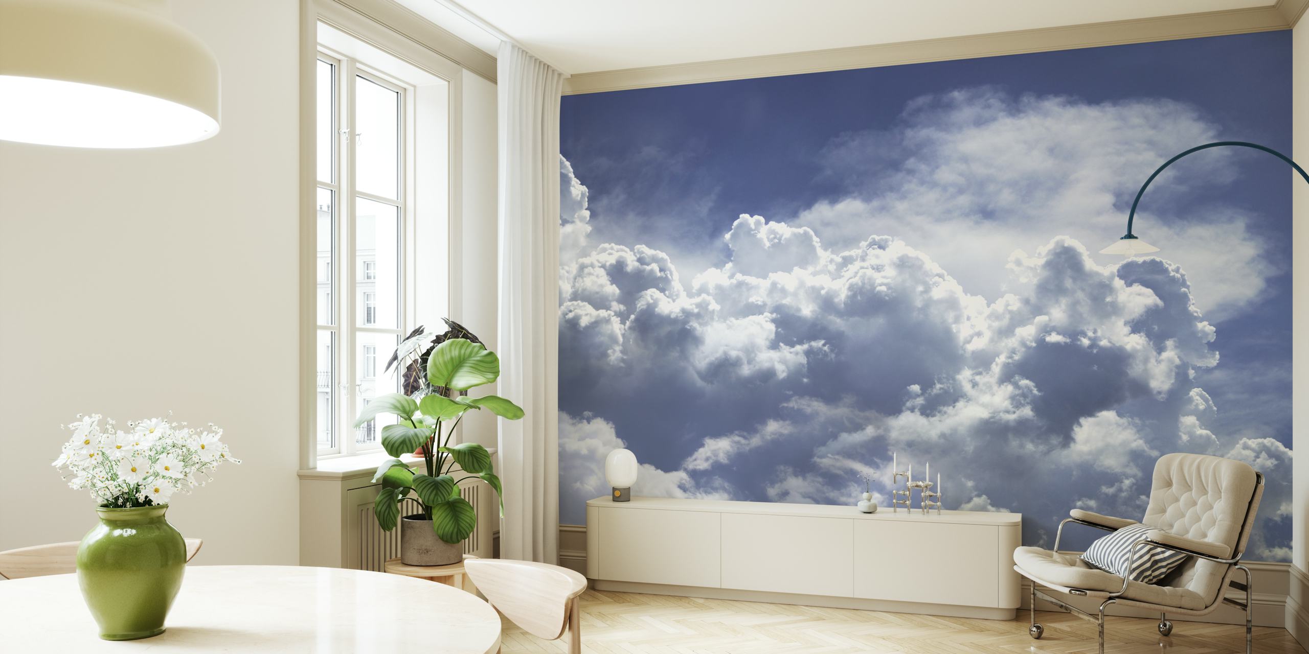 Wolken-Tapete in einem Raum